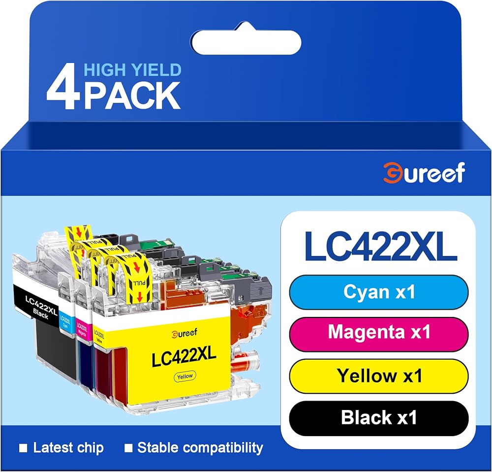 Gureef LC422XL Ink Cartridges 4 Colour for Brother MFC-J Series LC422XL