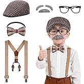 Znorso 100 Days of School Grandpa Costume for Boys, Kids Old Man Costume 1920s Old Man Halloween Costume Set for Child