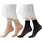 FITU Womens 30D Ankle Nylon Sheer Socks Ankle High Tights Hosiery for Women, 12 Pairs Pack