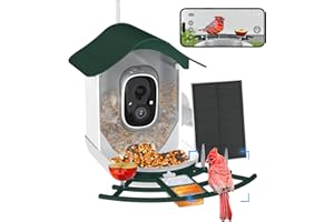 UHAOO Bird Feeder with Camera, 2K HD Bird Feeder with Camera Solar Powered, Auto Capture Videos & Motion Detection, Ideal Gifts for Family and Lovers
