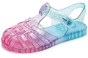 ursloole Toddler Girls Jelly Shoes Soft Unisex-Child Boys Jellies Sandals Rubber Sole Closed Toe Beach Summer Mary Jane Kids Princess Dress Flat
