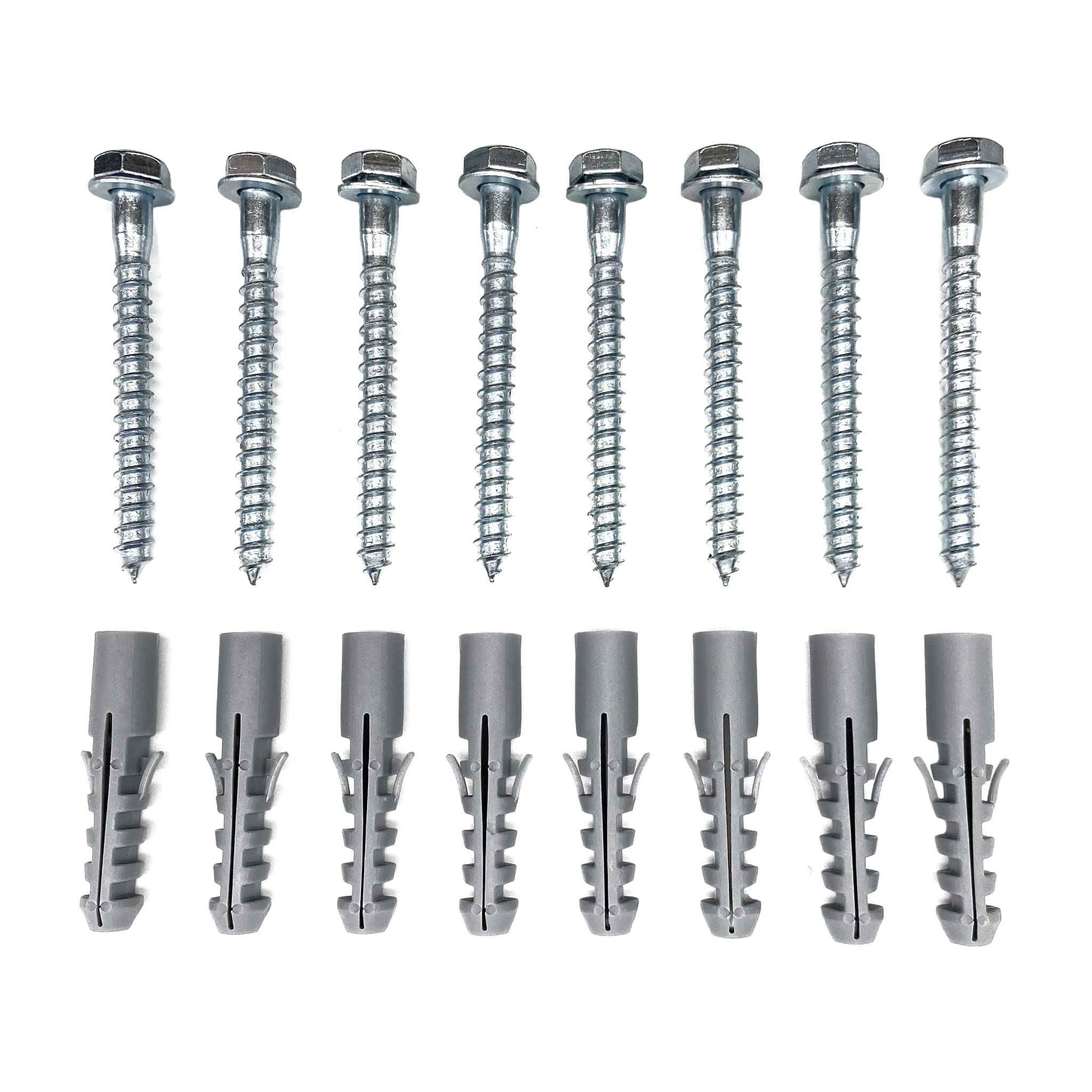 Hexagonal Screws (Pack of 8) 8 x 80 mm Including Dowels 12 x 60 mm Universal Screws for Wall and Wood with Washers Galvanised Steel