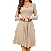 Ystguic Women Long Seeve Empire Waist Sweater Lace Dresses with Pockets
