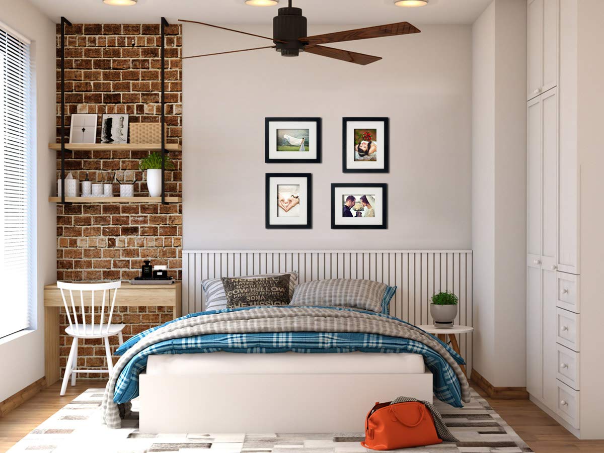 arteWOODS 8x10 Picture Frames 4 Pack Black Solid Wood Collage Photo Frames for Display Pictures 5 x 7 with Mat or 8 x 10 Without Mat, for Tabletop Display and Wall Decoration