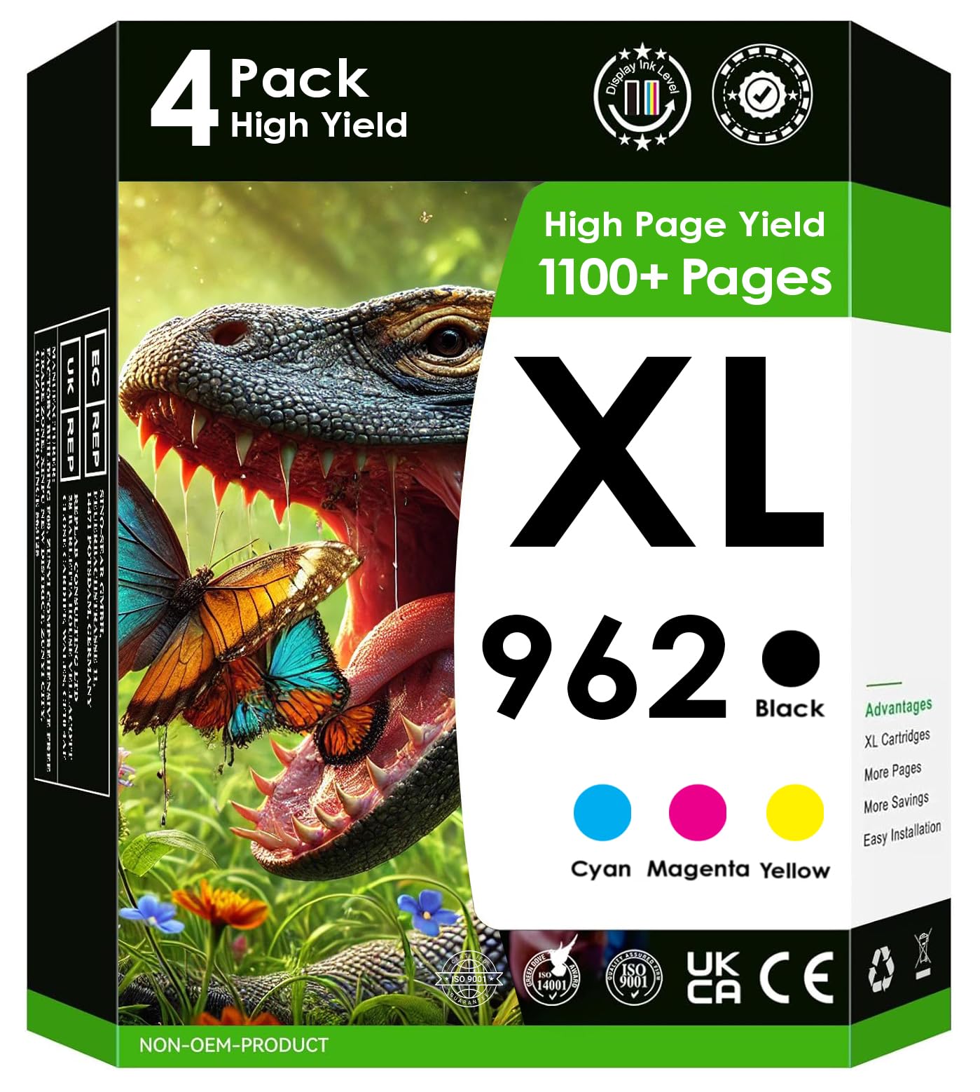 Photo 1 of INKjetsclub Compatible Ink Cartridge Replacement for 962XL Ink Cartridges. Works with Officejet 9010 9012 9013 9014 Printers. 4 Pack (Black, Cyan, Magenta, Yellow)