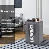 Maxsilan 50L Laundry Basket with Extended Handle Dark Grey 600D Oxford view 2