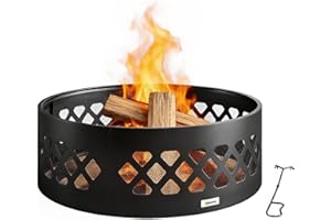 Outsunny 36" Outdoor Fire Pit, Portable Bottomless Fire Ring with Poker, Wood Burning Firepits for Patio Bonfire Backyard Cam