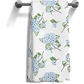 WOOGCHEIR Hydrangea Floral Kitchen Towels,Hydrangea Gifts Kitchen Towels,Blue and White Flowers Decorative Dish Tea Towels for Kitchen Bathroom ,16x24 Inch