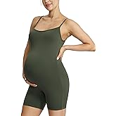 POSHDIVAH Women's Maternity Spaghetti Strap Bodysuit Shorts Pregnancy Bodycon Jumpsuit Sleeveless Tank Top Romper Shapewear