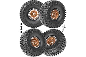 RcarmubWow RC 1.9in Beadlock Wheels and Tires for 1/10 TRX4,Axia1 SCX10 II 90046 SCX10 III,D90 RC Crawler Car,Alloy 1.9in rc Beadlock Rims,Soft Rubber 1.9in rc Beadlock Tires,4pcs,Bronze