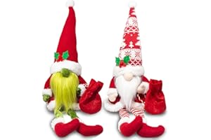 BWFY Christmas Decor, Christmas Gnomes Plush 2PCS Christmas Decorations for Home Holiday Party Gifts Christmas Elf Santa Gnome Ornaments Christmas Tiered Tray Decor
