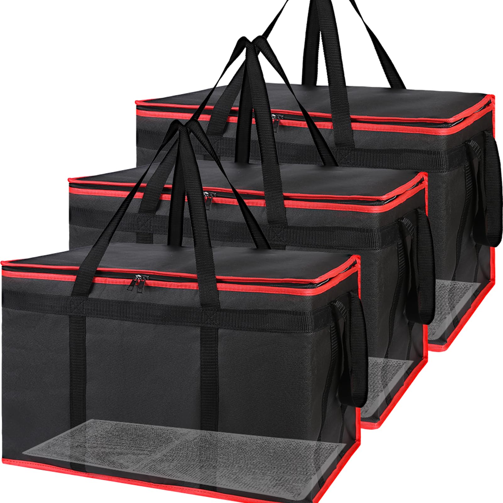 Photo 1 of Bodaon Large 3-Pack Insulated Food Delivery Bag with hard bottom, XXXL Pizza Cooler Bags, Thermal Cold/Hot Styrofoam Carrier for Doordash/Travel/Shopping/Catering/Car, Dashers Door Dash Accessories