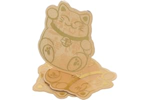 FUNNETOYU 3pcs Lucky Cat Phone Backing Decals, Gold Foil Self-adhesive Lucky Phone Stickers for Cellphone,