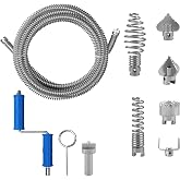 Drain Snake, Drain Auger with Drill Attachment, 16.4 Feet By 5MM Plumbing Snake Auto Feed Flexible Hair Drain Clog Remover for Kitchen, Bathrom and Shower Sink with Gloves