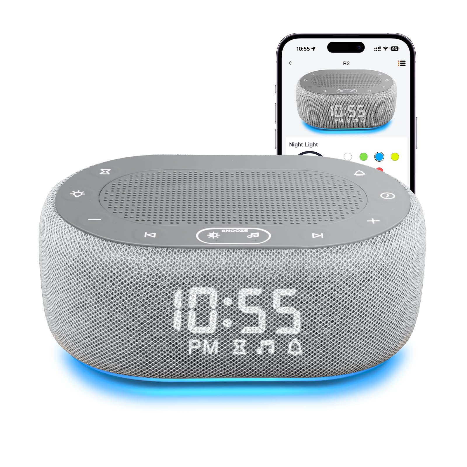Photo 1 of 1Mii White Noise Sound Machine with Alarm Clock, Sound Machine for Sleep for Adults Baby, 30 Soothing Sounds, Smart App Controlled, Dimmable 7-Color Night Light, Sleeping Timer, 30 Volume Levels