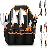 Gardening Tool Set, CHRYZTAL Stainless Steel Heavy Duty Gardening Tool Set, with Non-Slip Rubber Grip, Storage Tote Bag, Outdoor Hand Tools, Ideal Gardening Gifts for Women