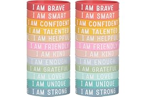 DDLP 24pcs Motivational Rubber Bracelets for Students Silicone Bracelets Bulk with Positive Message Inspirational Saying Back to School Gifts for Students