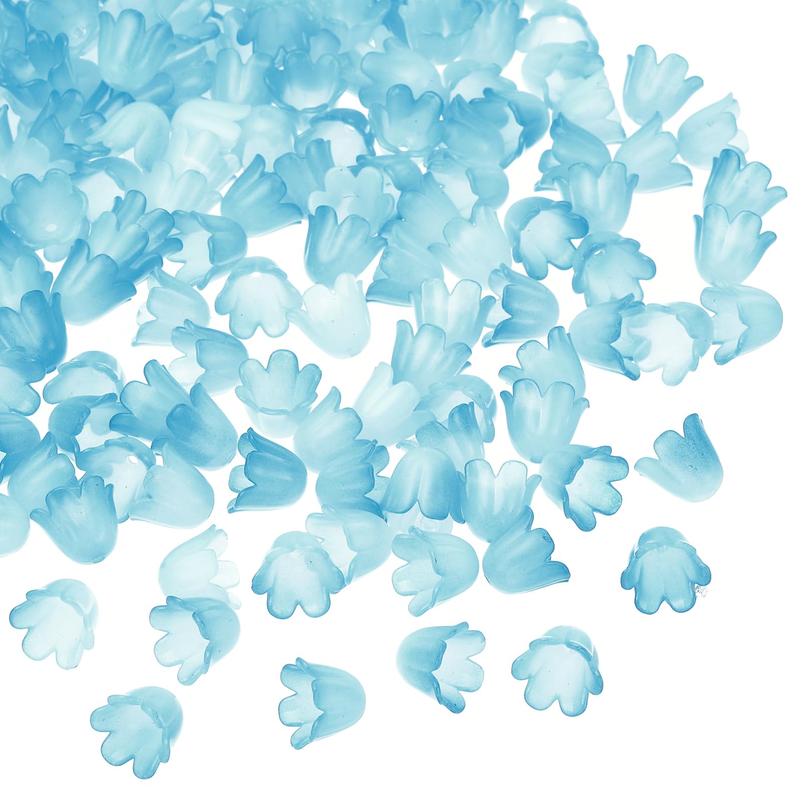 PATIKIL 500Pcs 10x8x1.5mm Frosted Flower Beads, Acrylic Flower Bead Caps for Bracelets, Earrings, Necklaces, Jewelry Making and DIY Crafts, Light Blue — image 1
