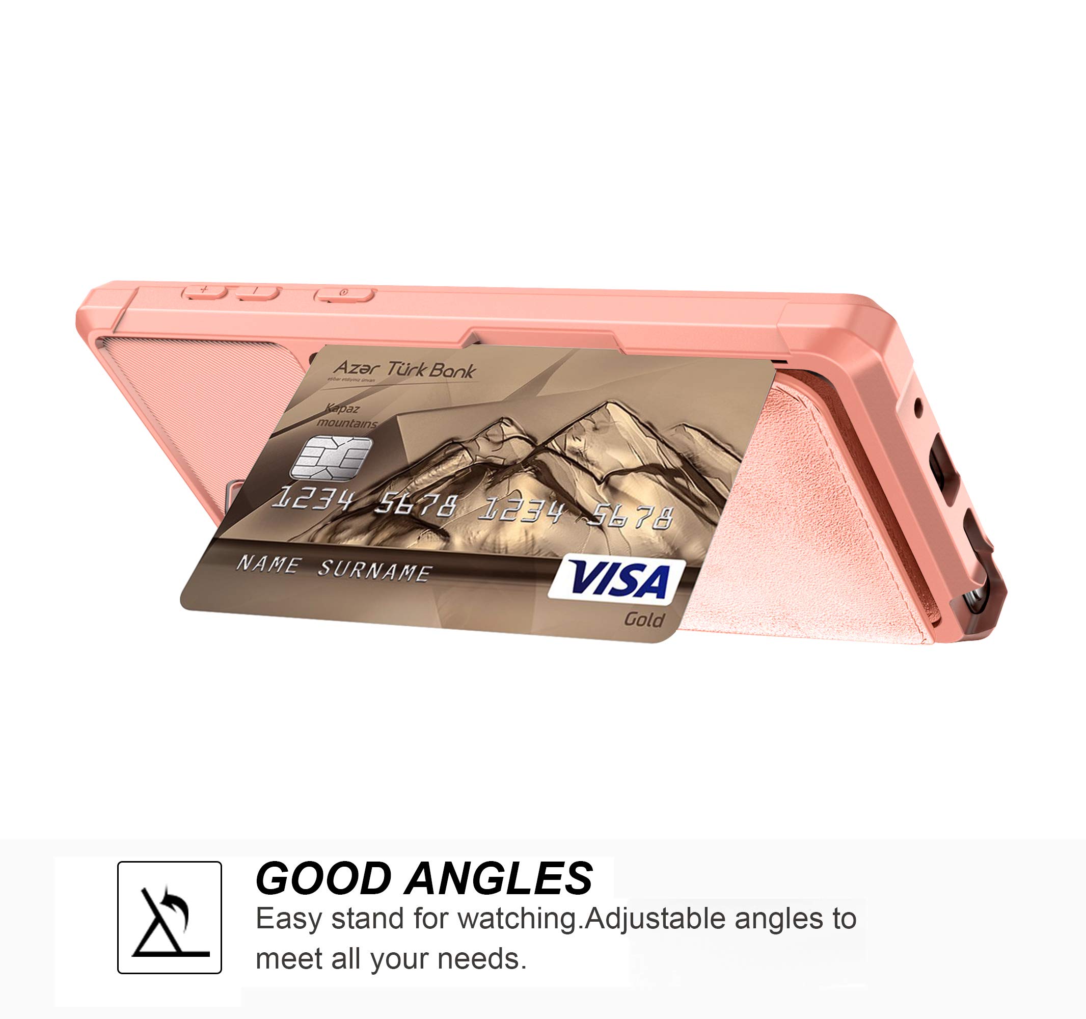 Galaxy Note 10 Plus Wallet Case, Sumsung Note 10+ Flip Leather Kickstand Fit Magnetic Wireless Car Charger Mount Slim Durable Shockproof Protective Card Slots Holder Case Cover (Pink)