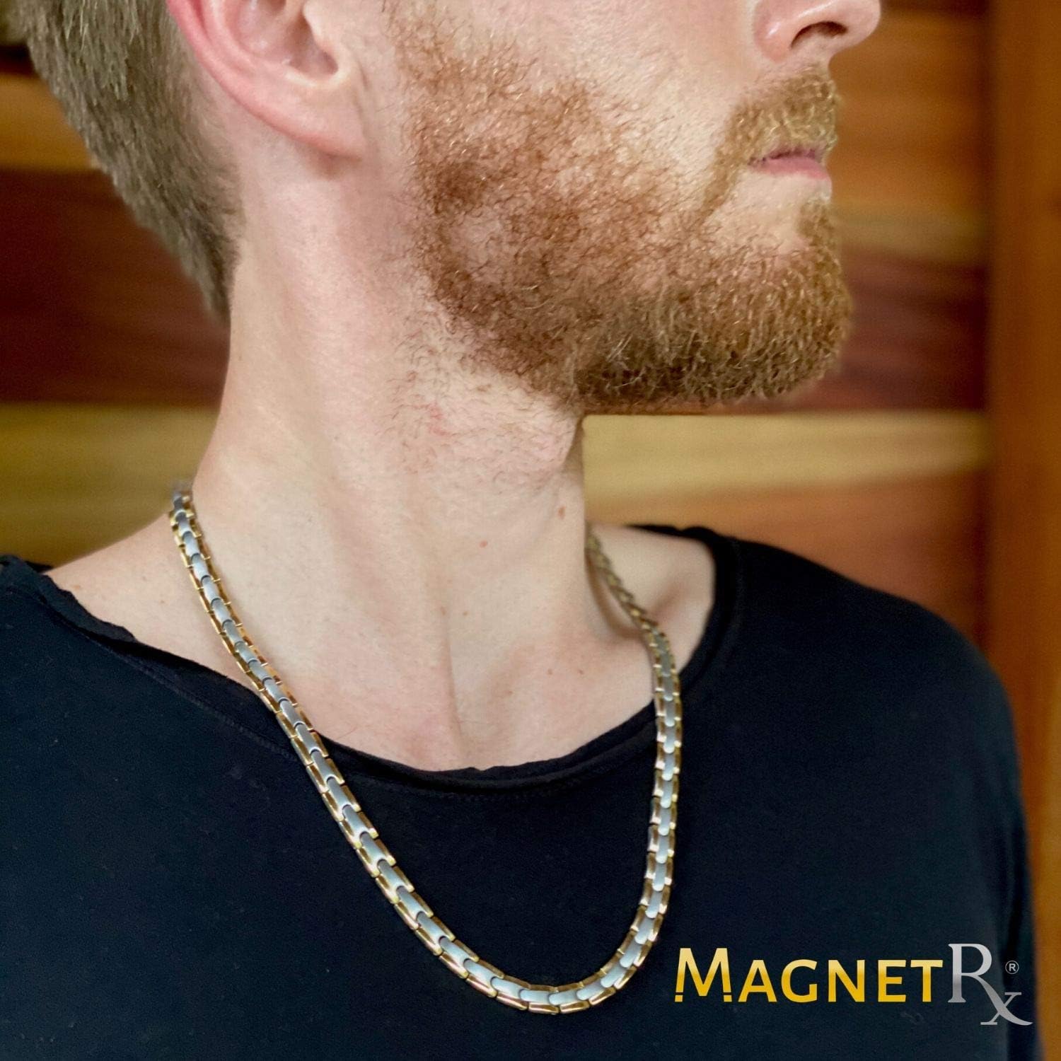 MagnetRX® Titanium Magnetic Therapy Necklace - Natural Pain Relief for Neck Arthritis, Back, Shoulder Pain, Headache and Migraine Relief Magnetic Necklace (Silver & Gold, 19.25 Inches): Health & Personal Care