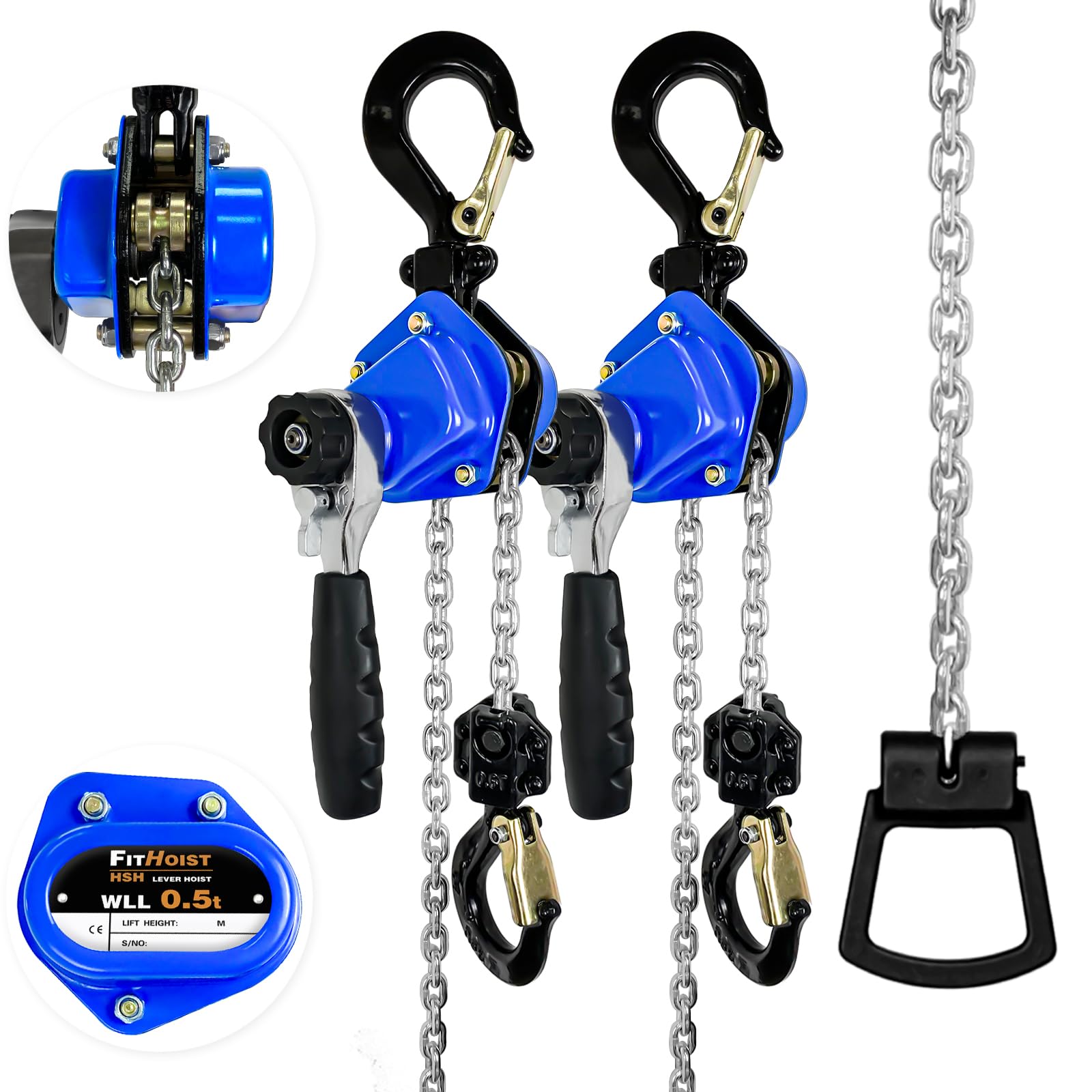 FITHOIST 1/2Ton Chain Hoist (2-Pack) 1100Lbs