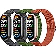Bcuckood Elastic Bands Compatible with Xiaomi Smart Band 9/8 - Women Men, Stretchy Solo Loop Soft Nylon Elastic Strap Replacement Wristband, 3 PCS
