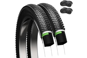 KULIFOO Mountain Bike Tires 24/26x1.95 Inch 2-Pack - Puncture-Resistant & Wear-Resistant Foldable Hybrid Tires with 2 Inner Tubes & Levers, Aggressive Tread for Trail, Commuter, Off-Road (24/26x1.95-30TPI)