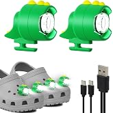 Rechargeable Shoe Charm Lights 2pcs, Cute Dinosaur Headlights for Croc Style Shoes, IPX5 Shoe Flashlights with 3 Lighting Modes, Charm Accessories Headlamps for Camping Dog Walking,Hiking for kids