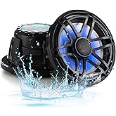 H YANKA 6.5 Marine Speakers - Powerful 750W 2-Way IP67 Waterproof Marine Stereo System with Blue LED Light, Full Range Sound, Professional Boat Speakers, No Distortion, Y35 Magnet Woofer - 1 Pair