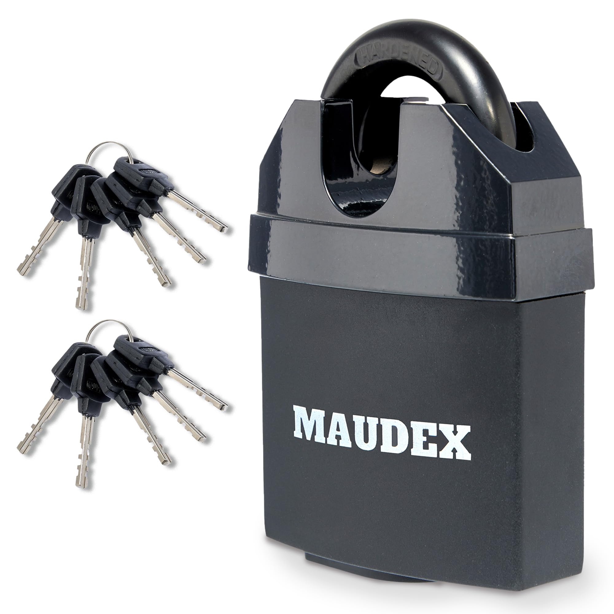 Maudex® MDL60 Heavy Duty Padlock with 10 Keys - [Anti Drill, Anti Pick Cylinder] - [Closed Shackle] - Outdoor Padlock for Shed, Gate, Garage, Container