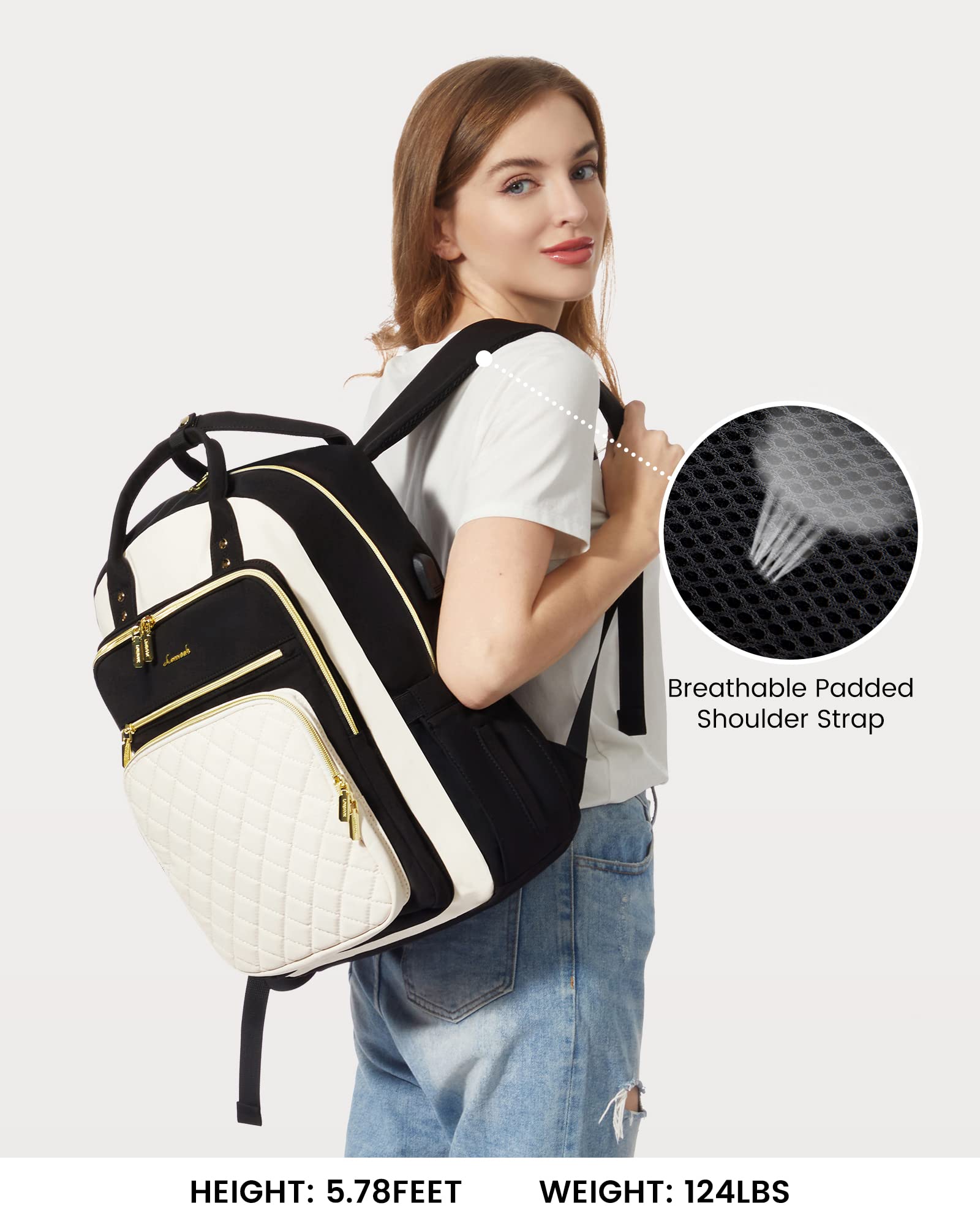 LOVEVOOK Laptop Backpack for Women, Fashion Travel Work Commuter Backpack Purse with USB Port, Lightweight Casual Daypacks, Nurse Teacher College Computer Bag, Fit 15.6