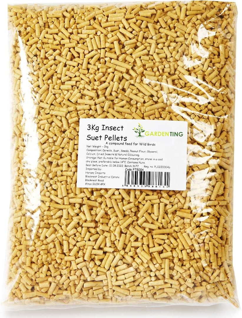 Garden Ting Insect Suet Pellets Wild Bird Food, 3 kg, Yellow, 3000 count (Pack of 1)