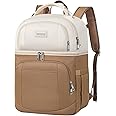 SINVICKO Dual Compartment Backpack Cooler, 12 x 6.6 x 17.3 inch, Apricot & Khaki, Polyester