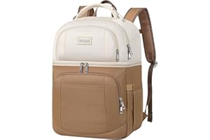 SINVICKO Cooler Backpack, Keeps 30 Cans Hot/Cold for Up to 24 Hours, Waterproof & Leak Proof Soft Double Deck Cooler Bag - Insulated Backpack Cooler - Lunch Box Backpack for Men Women