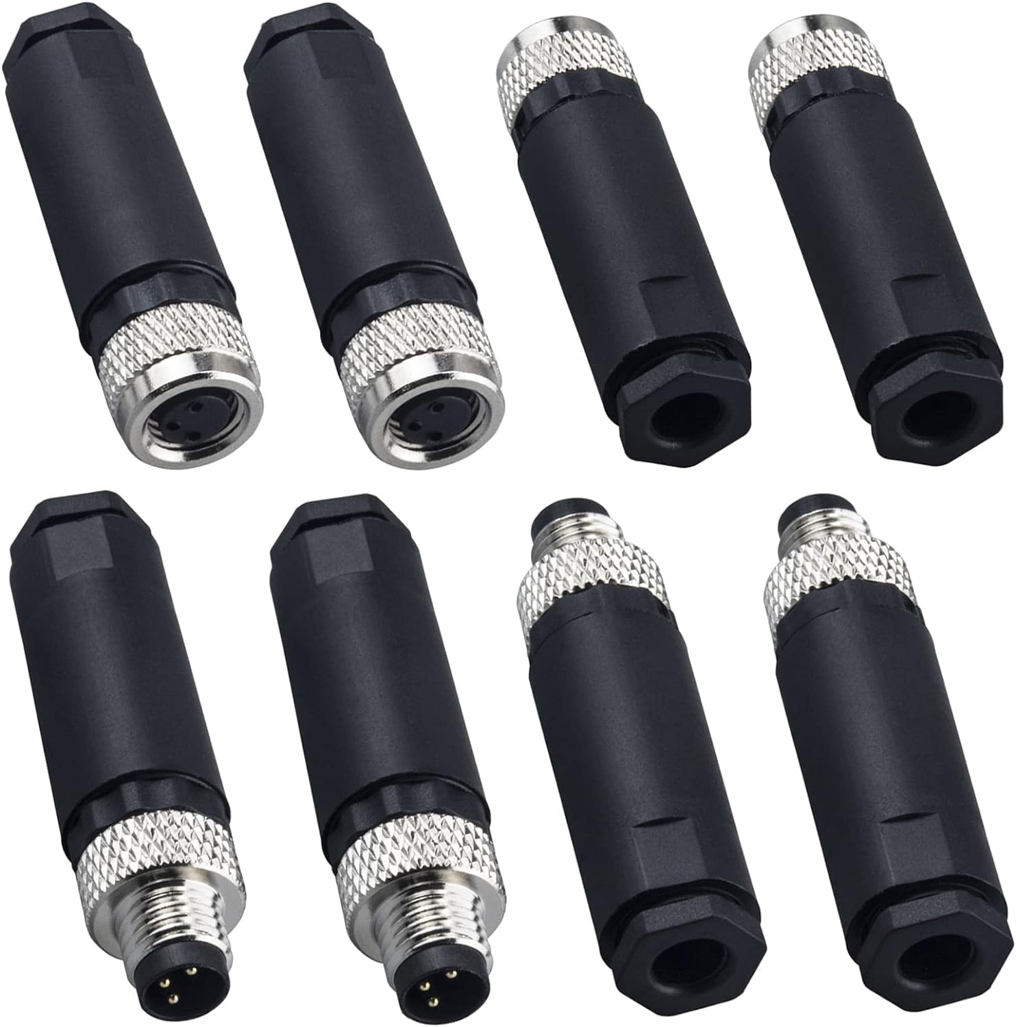 Lonlonty M8 3 Pin Male & Female Socket Panel Aviation Wire Connector,8mm Industrial Circular Sensor Connector,Outdoor Waterproof IP67 A Coding,4 Sets