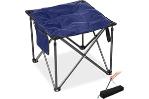 FUNDANGO Folding Camping Stool, 18.1 Inch Oversized Foot Rest 440 Lbs Heavy Duty Portable Padded Stools Seat Anti-Slip Foots & Carry Strap for Fishing Outdoor Lawn Travel (Blue)