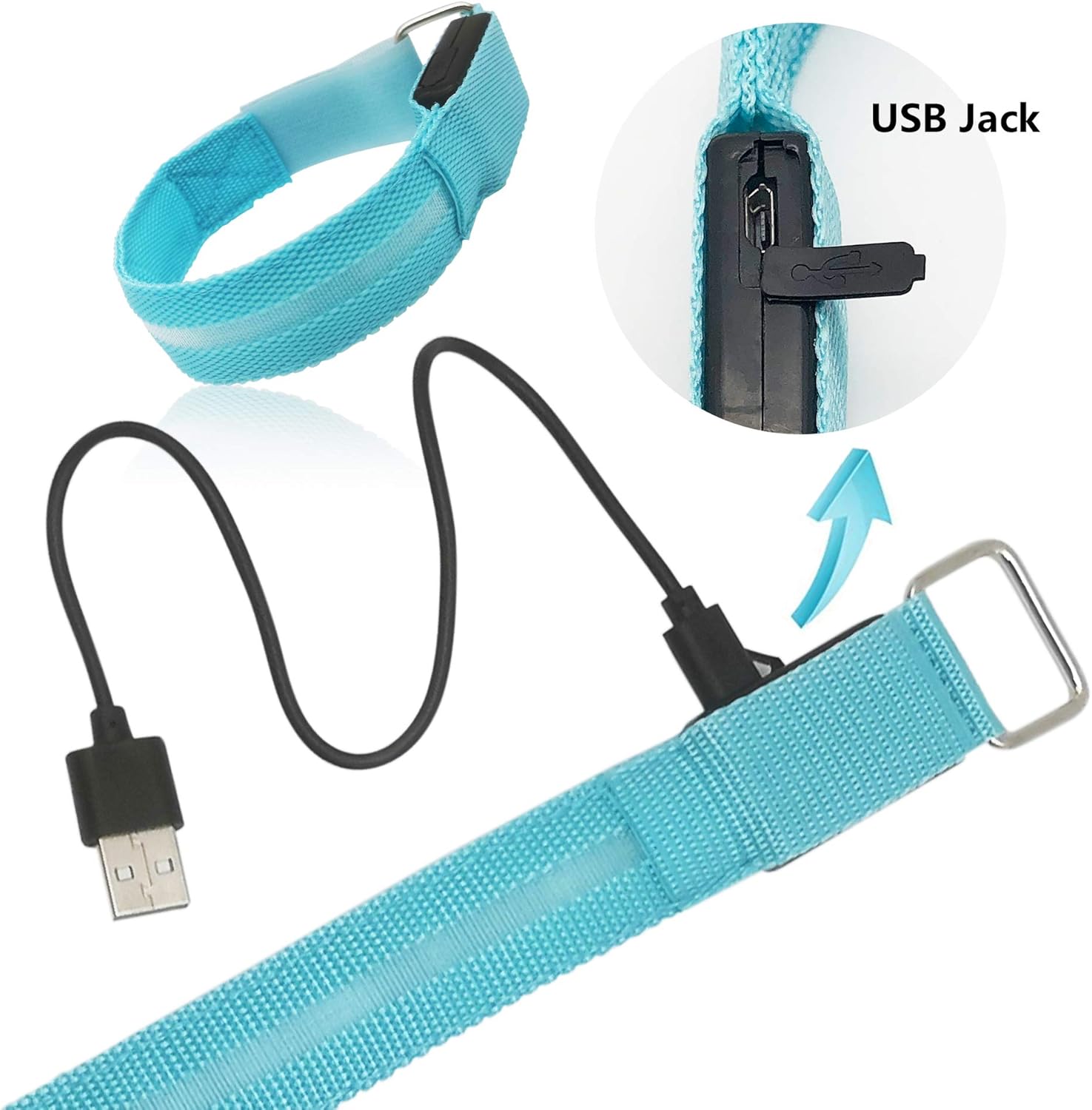 LED Armband for Running Cycling Exercising Glow Light up in Dark Night Running Gear Safety Reflective Sports Event Wristbands with USB Charging Cord (2 Pack Yellow) : Sports & Outdoors