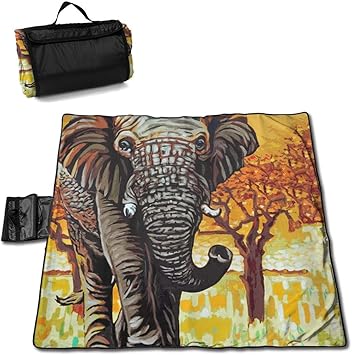 Amazon 象 黄昏 ピクニックマット レジャーシート ファミリー レジャーマット 折りたたみ クッション 持ち運び おしゃれ 花火大会 運動会 遠足 キャンプ 145 150cm 2 6人用 Toni ピクニックブランケット