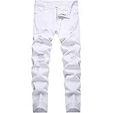 MXCVYCC Men's Ripped Jeans,Slim Fit Distressed Straight Leg Fashion Denim Pants
