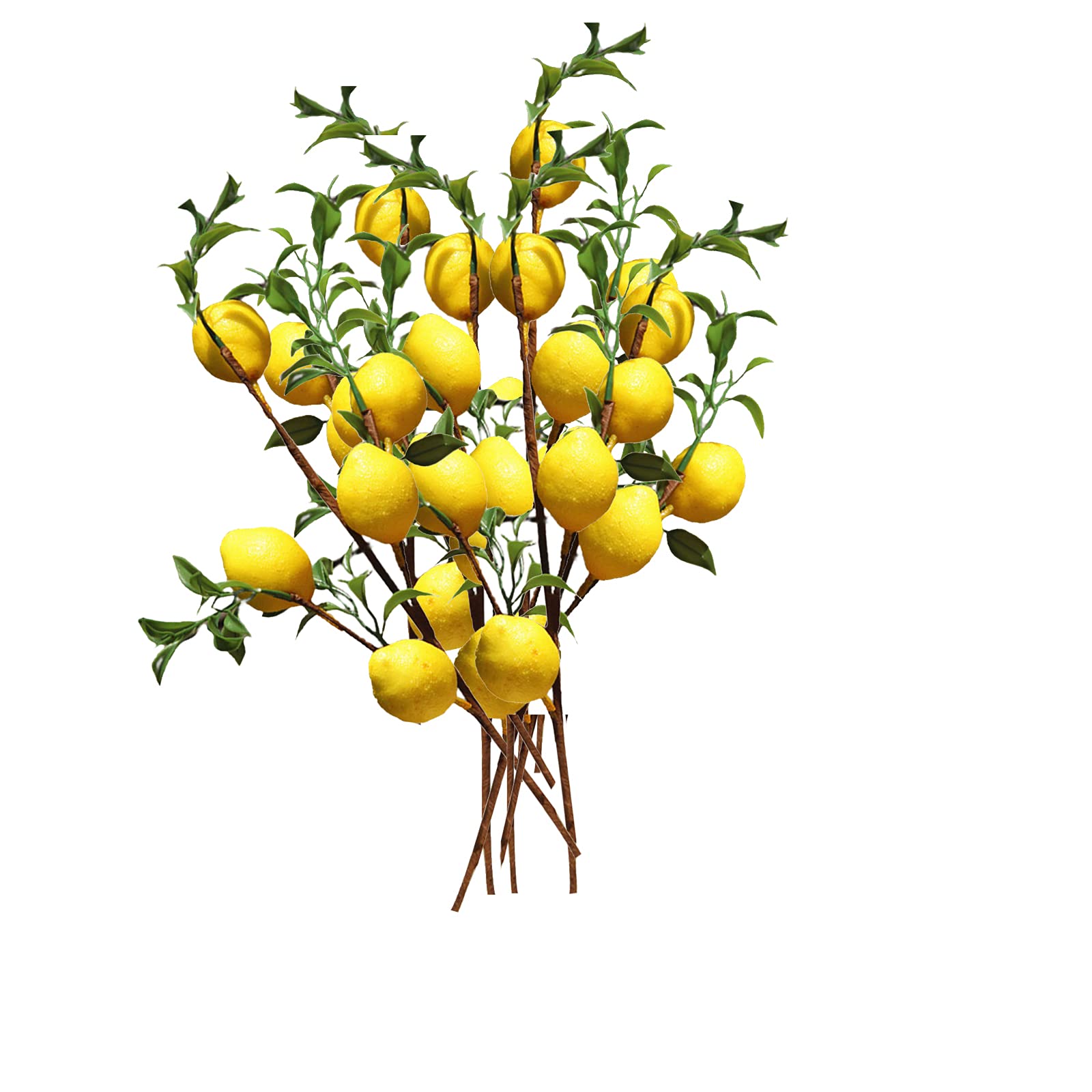 QYLJZB 6Pcs 20Inch Artificial Lemon Branch, 5 Vivid Yellow Fake Lemon with Green Leaves Lemon Fruit Props for Balcony Home Wedding Party Garden Decoration,Medium