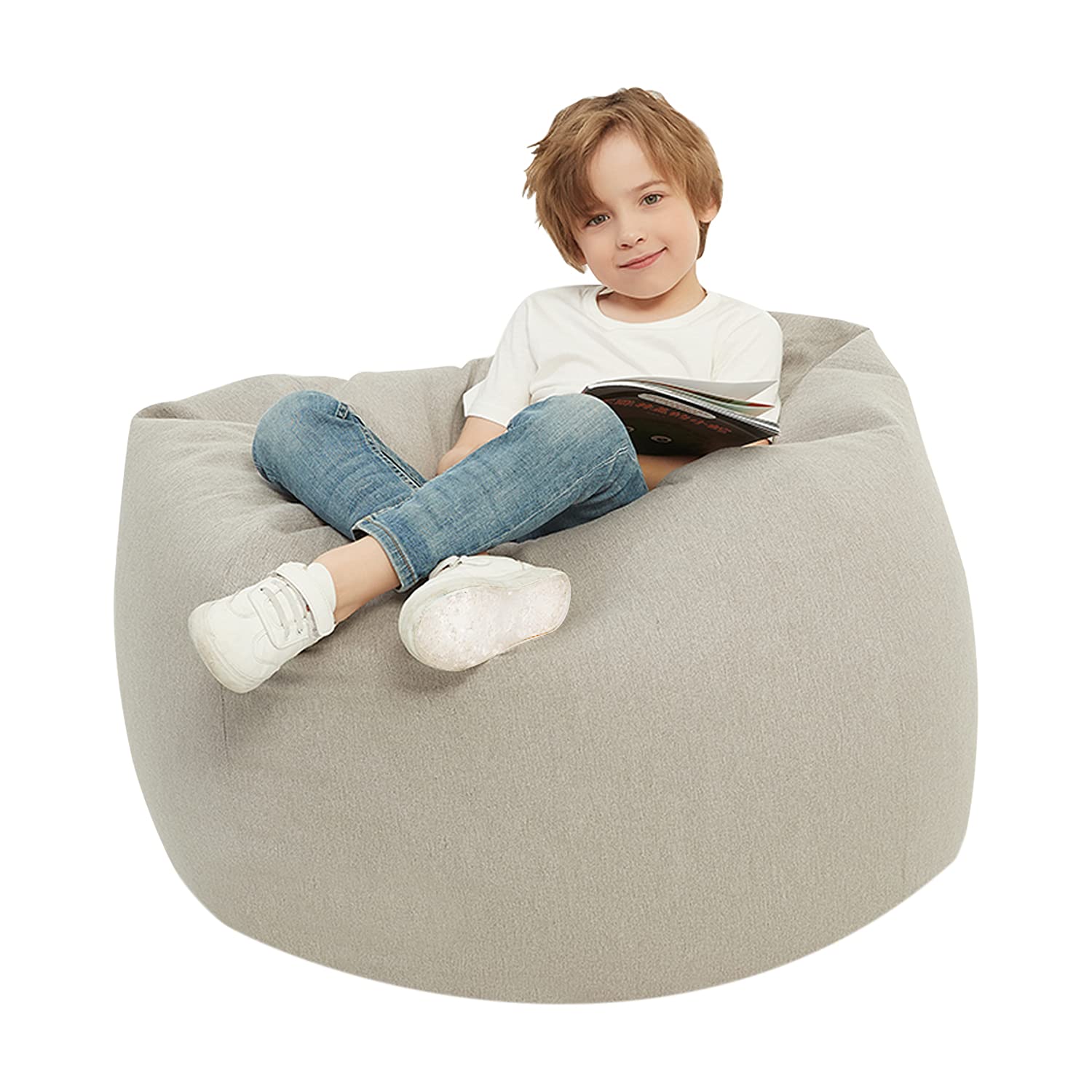 Langla-Shades Bean Bag Chair Cover, Indoor Outdoor Beanbag Seat Sofa without Filling, Light Gray, 80cm x 90cm