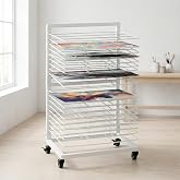 OFFICEROO Art Drying Rack for Classroom &amp; Preschool &ndash; 18-Shelf Mobile Paint Drying Rack, Canvas &amp; Paper Drying Rack for Art Storage (White)