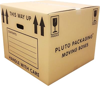 Pluto Packaging 5 x Extra Large Cardboard Boxes 115L with Handles 53x53x41cm