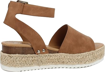 soda women's open toe halter ankle strap espadrille sandal