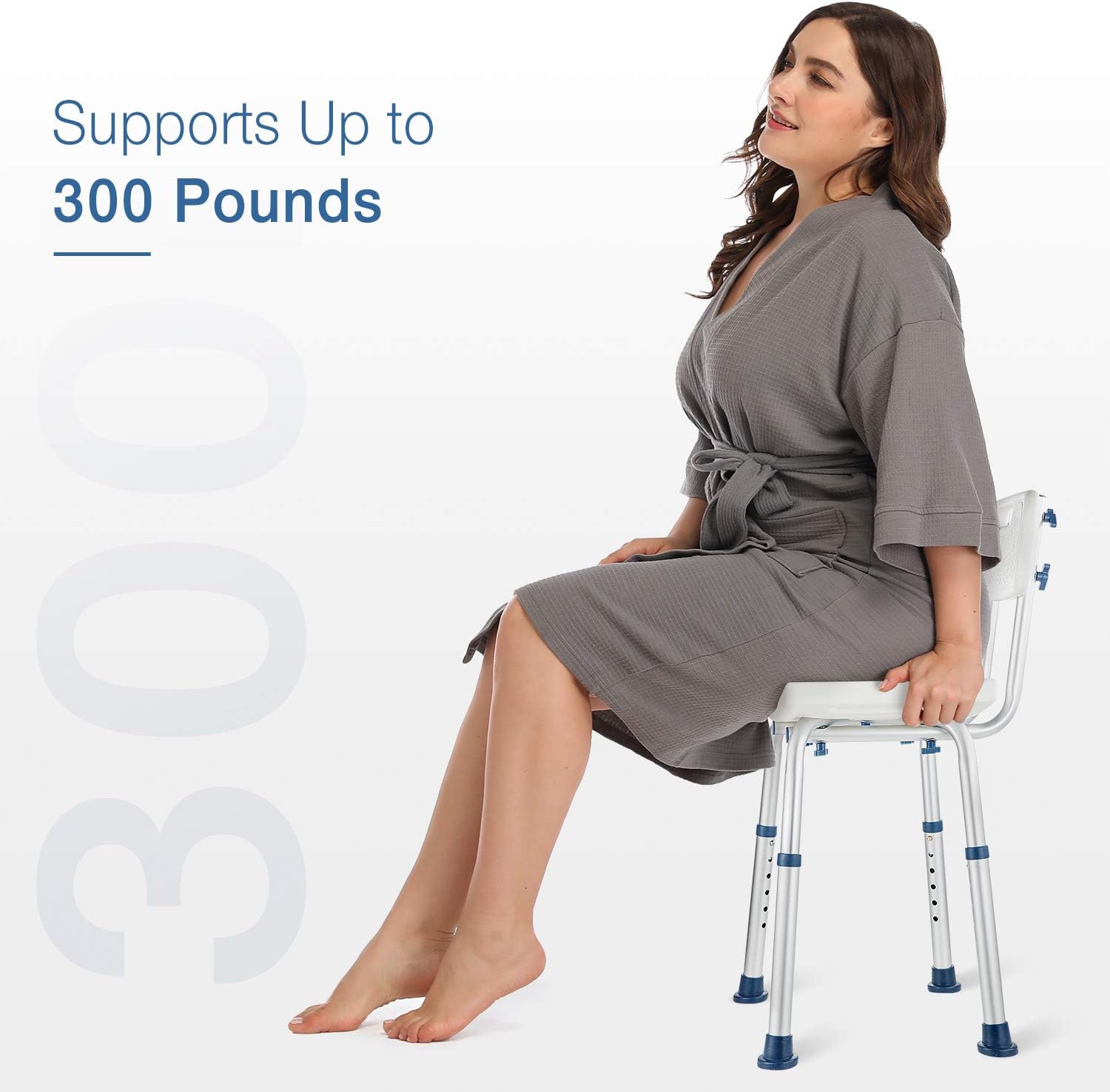 GreenChief Shower Chair with Removable Back 300lb - Heavy Duty Shower Bench with Free Grab Bar for Disabled, Seniors, Elderly & Handicap: Health & Personal Care