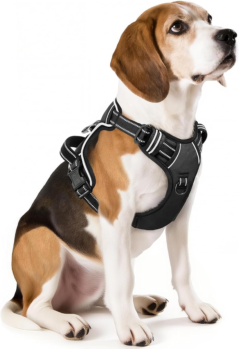 HEELE Dog Harness Medium No Pull Reflective Front Back Leash Rings