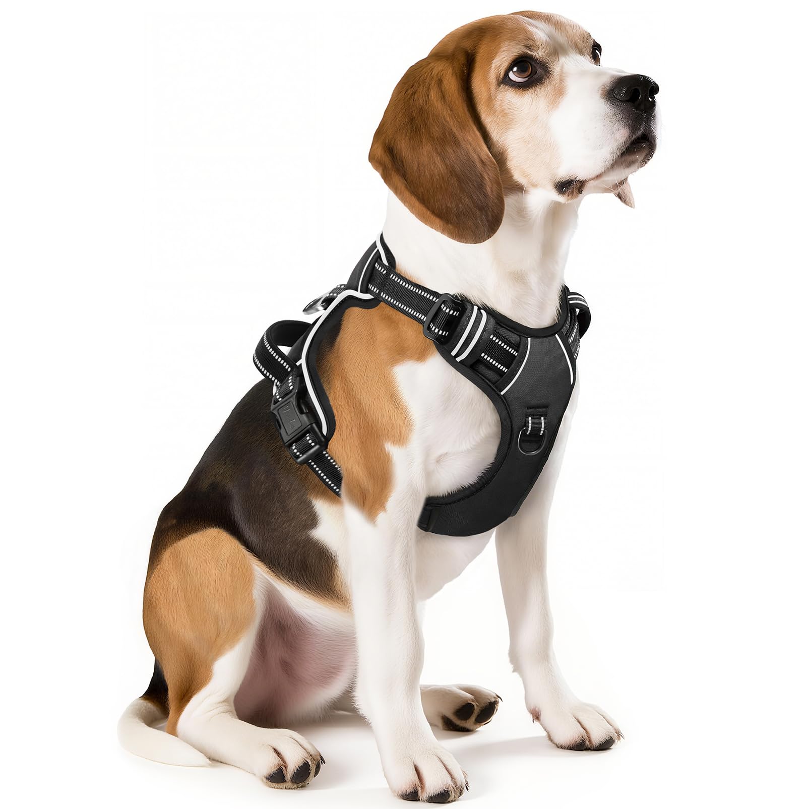 HEELE Dog Harness Medium No Pull Dog Vest Harness with Soft Handle Reflective Pet Harness for Outdoor Training Walking, Black, M