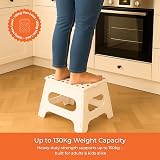 iTrend 11 Inch Folding Step Stool Heavy Duty Anti-Skid Carry Handle White Black view 2