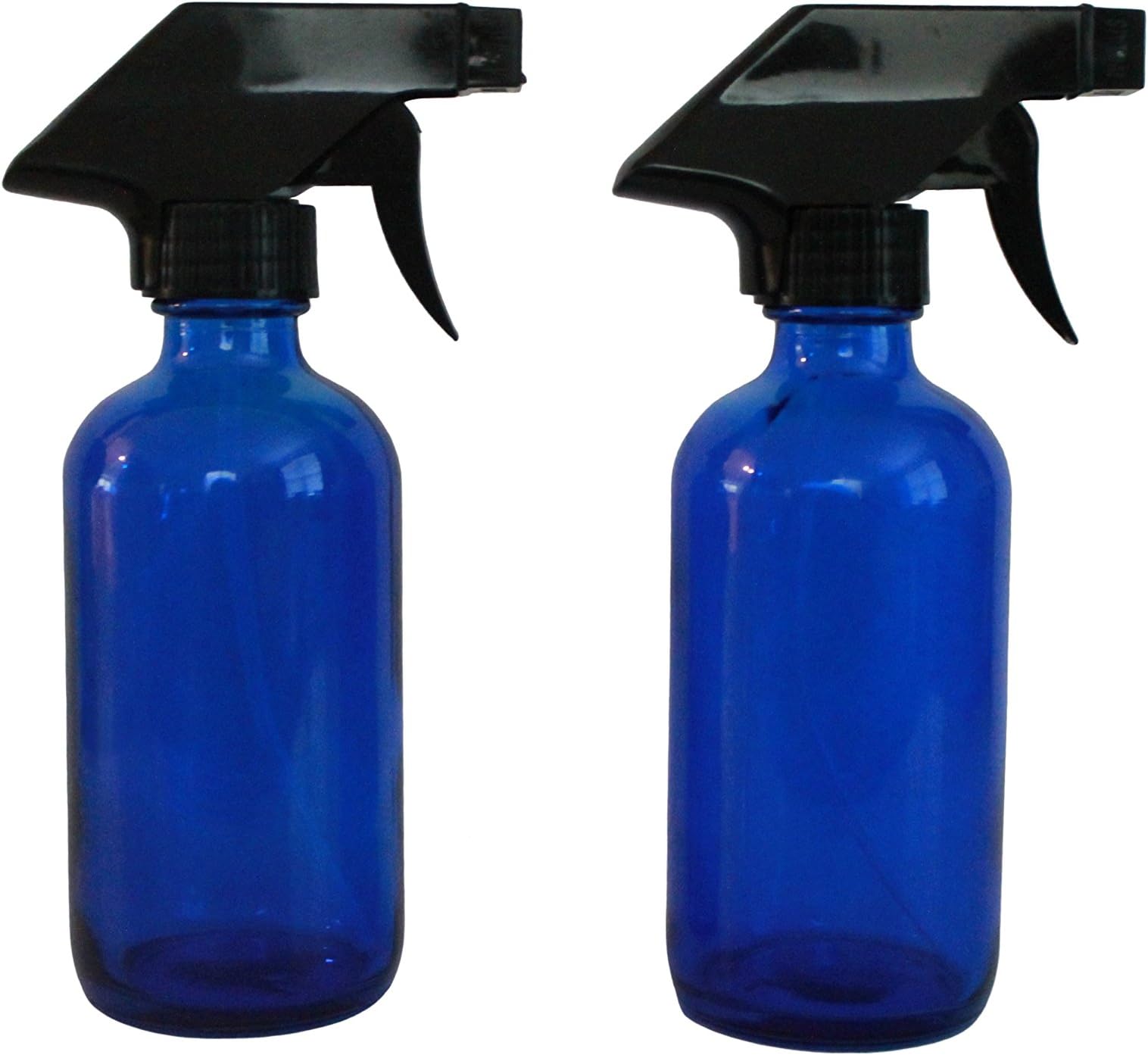 8oz Cobalt Blue Glass Bottles with Trigger Sprayer Perfect for Essential Oil Blends, Cleaning Spray Bottle Glass, Boston Round 8 oz Essential Oils Empty 100%(2Pack)
