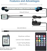 VARMHUS Submersible LED Aquarium Light with APP Remote 12V RGB 29 Modes 28cm view 4